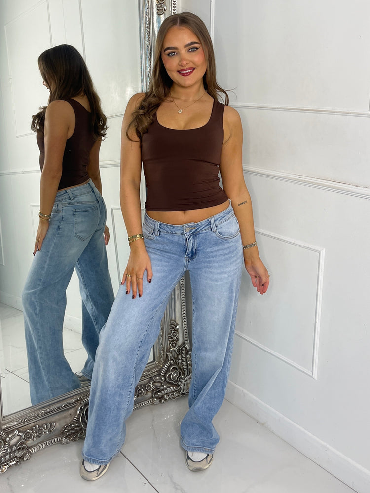 Round Neck Tank Top Second Skin - Brown