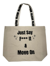 F*** It Branded Strap Slogan Tote Bag - Natural