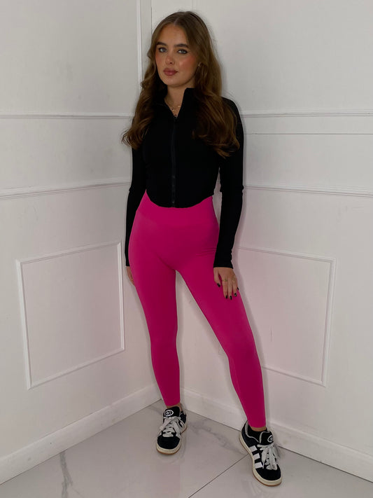 Ruched Bum Gym Leggings - Hot Pink