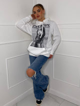 Fashion Print Hoodie - White