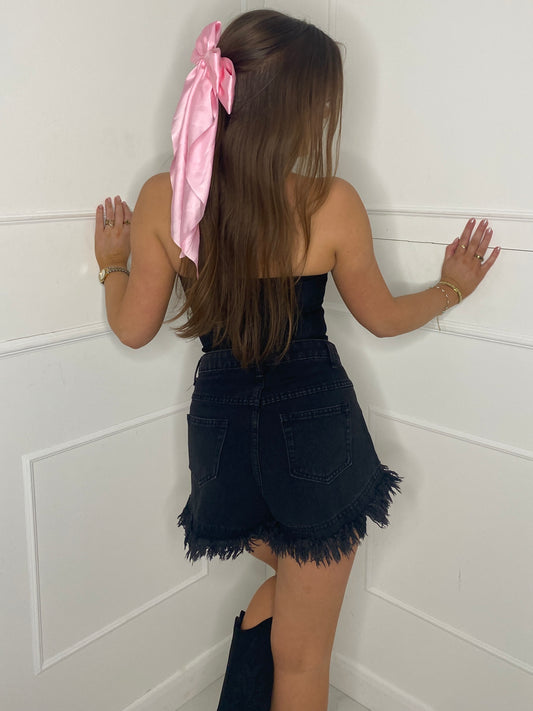 Large Hair Bow - Single Fabric Baby Pink satin