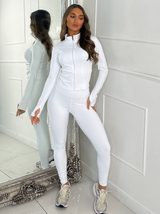 Sculpt Zip Up Jacket & Leggings Set - White