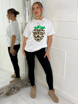 Leopard Print Strawberry Oversized T-Shirt - White