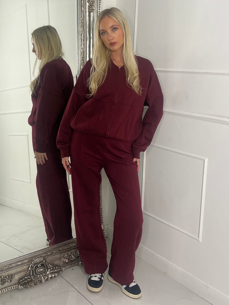 Bomber Jacket & Jogger Tracksuit - Wine