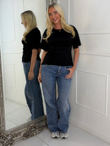Baggy Cinch Waist T-Shirt - Black
