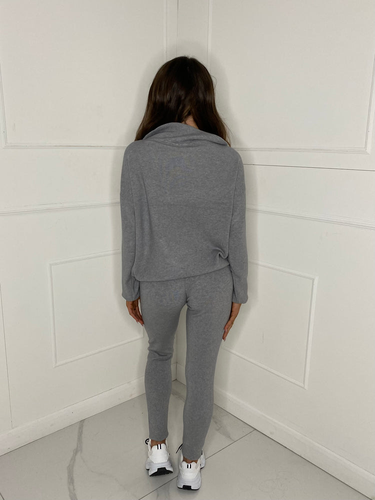 Half Zip Leggings Loungewear -  Grey