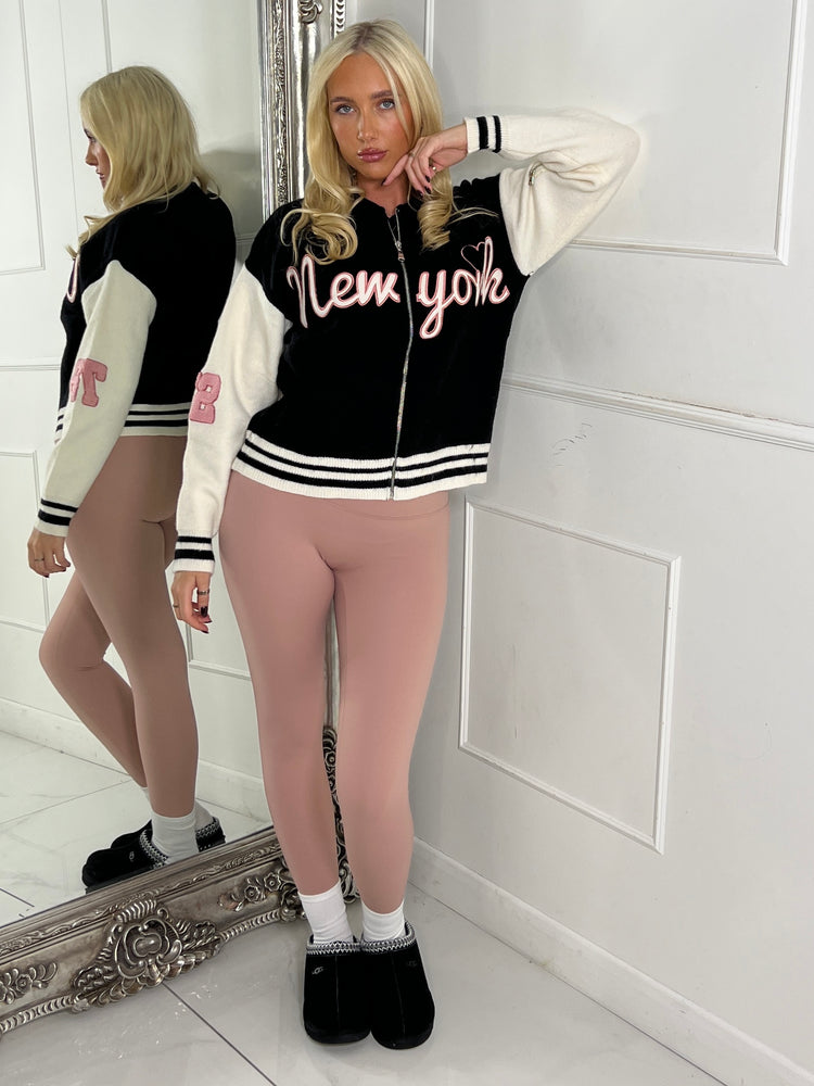 Zip Up Detail New York Knitted Cardigan - Multi