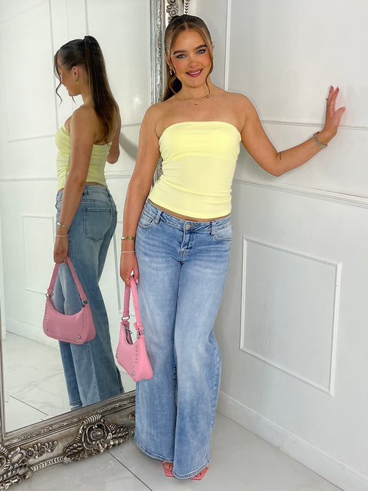 Ribbed Bandeau Top - Yellow