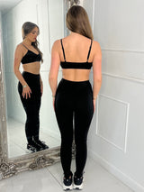 Seam Detail Bra & Leggings Set- Black