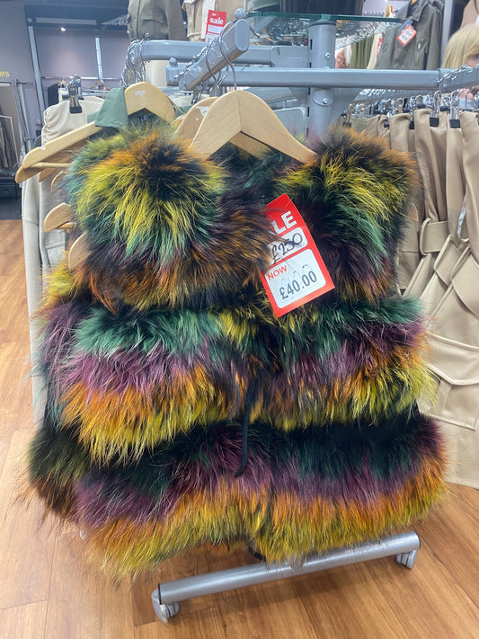 Raccoon Real Fur Gilet - Multi