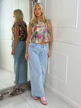 3D Floral Parrot Print Oversized Waistcoat - Multicoloured