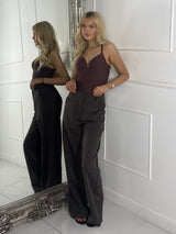 Tailored Detail Suit Pant Trousers - Brown