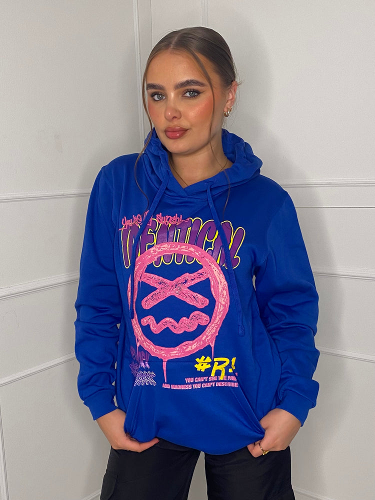 Identical Print Hoodie - Royal Blue