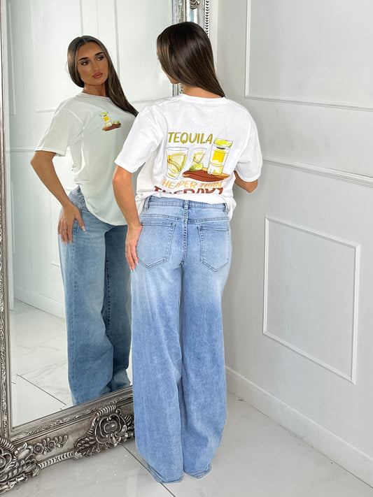 Tequila Therapy Print Tee - White