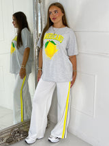 Yellow Stripe Detail Trousers - White