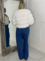 Tiered Faux Fur Jacket - White