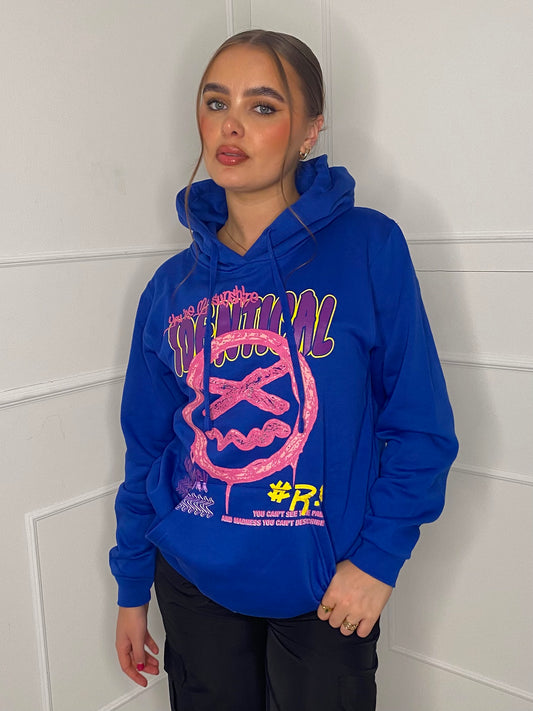 Identical Print Hoodie - Royal Blue