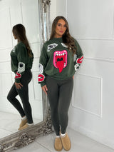 Mouth Print Sweatshirt - Khaki