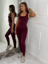 Second Skin Tank Top & Sculpt Panel Leggings - Wine