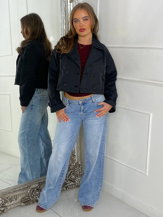 Crop Trench Jacket - Black