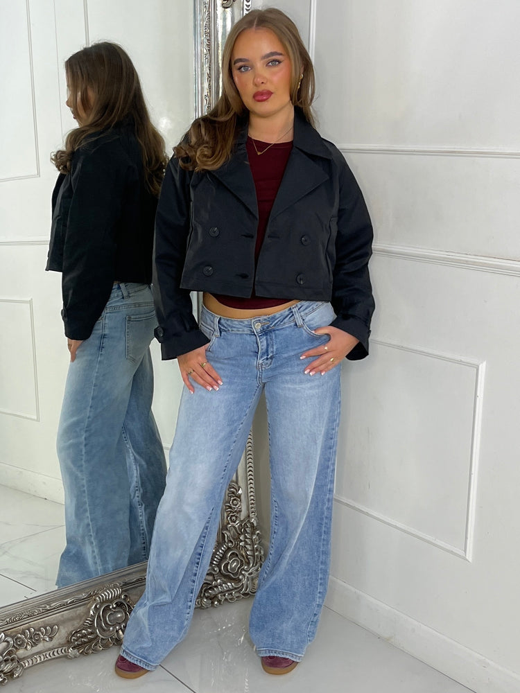 Crop Trench Jacket - Black