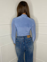 High Neck Long Sleeve Bodysuit - Baby Blue