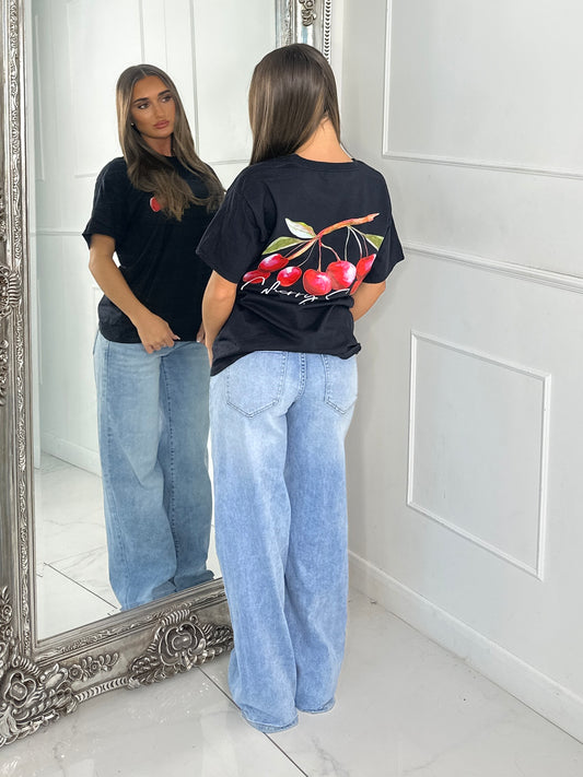 Cherry Soul Print Tee - Black