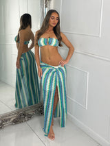 Bandeau Buckle Top & Knot Detail Slit Skirt - Multi Two