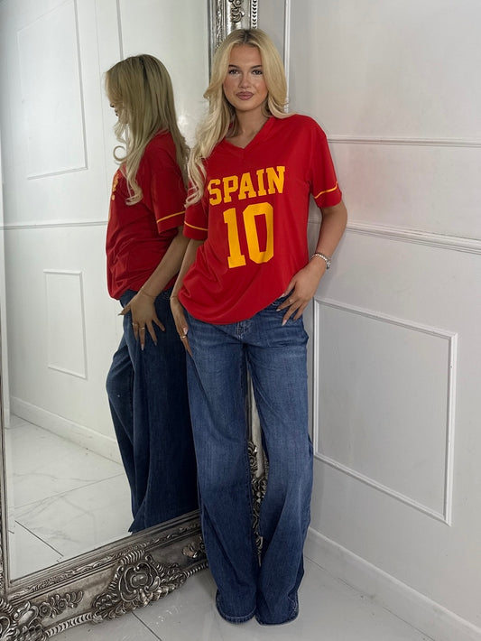Oversized V Neck Tee - Spain