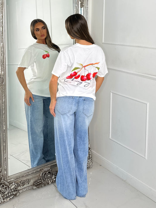 Cherry Soul Print Tee - White