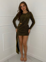 Drape Glitter Dress - Gold Glitter