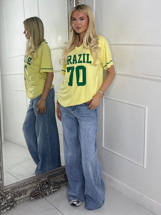 Oversized V Neck Tee - Brazil