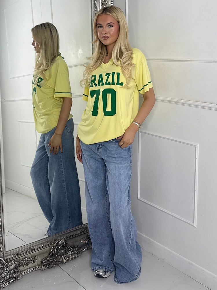 Oversized V Neck Tee - Brazil