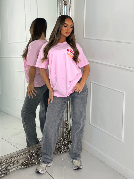 Tequila Sunset Print Tee - Baby Pink