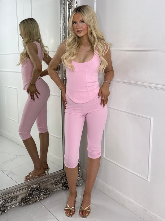 Corset & Capri Set -Pink