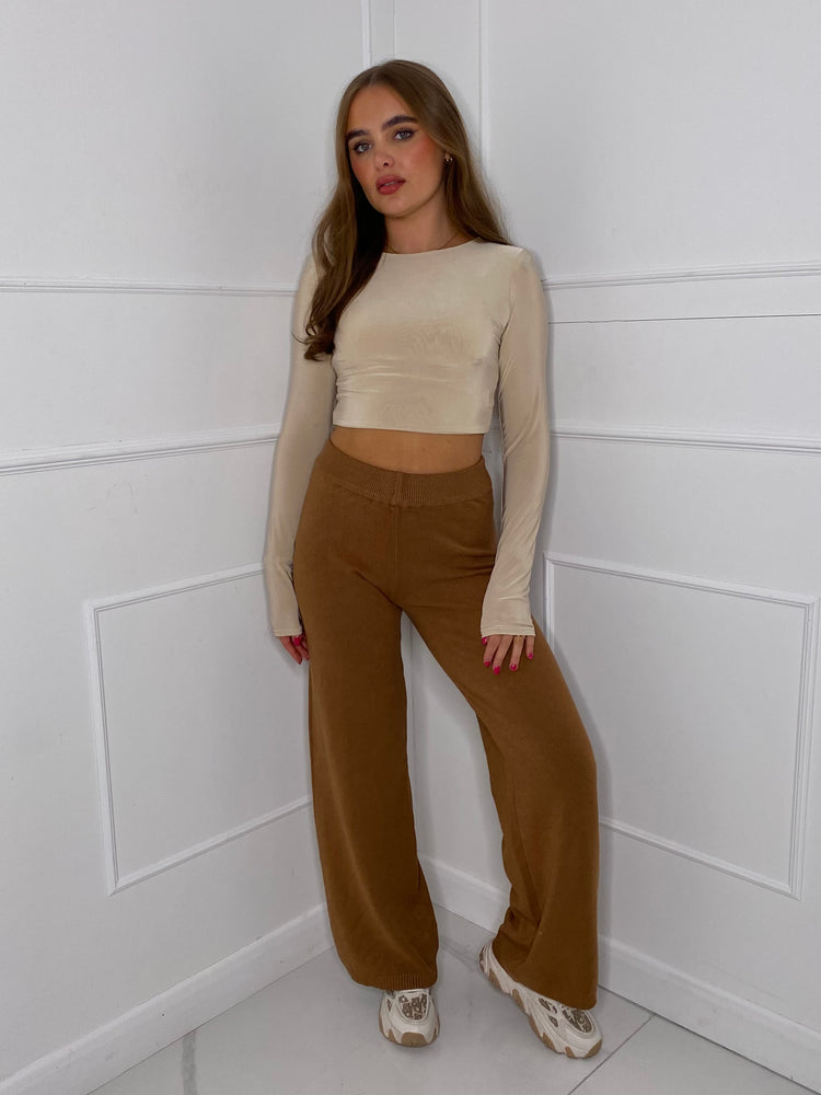 Flared Lounge Pants - Brown