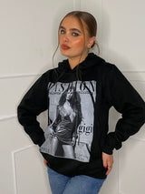 Fashion Print Hoodie - Black