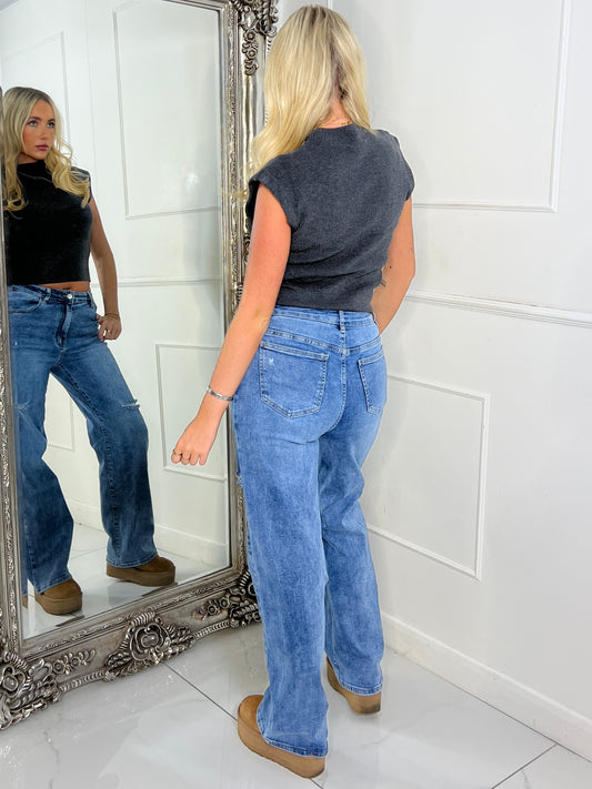 Heavy Rib Knitted Sleeveless Crop Jumper - Charcoal