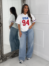 Oversized V Neck Tee - USA