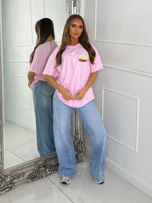 Tequila Therapy Print Tee - Baby Pink