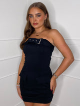 Belted Bandeau Dress - Black