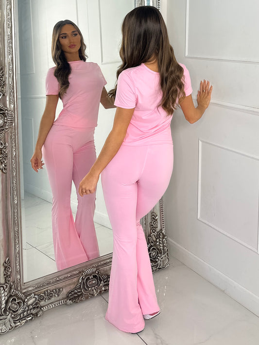 Soft Cotton Top & Flares Loungesuit - Baby Pink