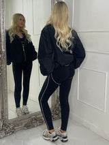 Zip up Puff sleeve oversized windbreaker - Black