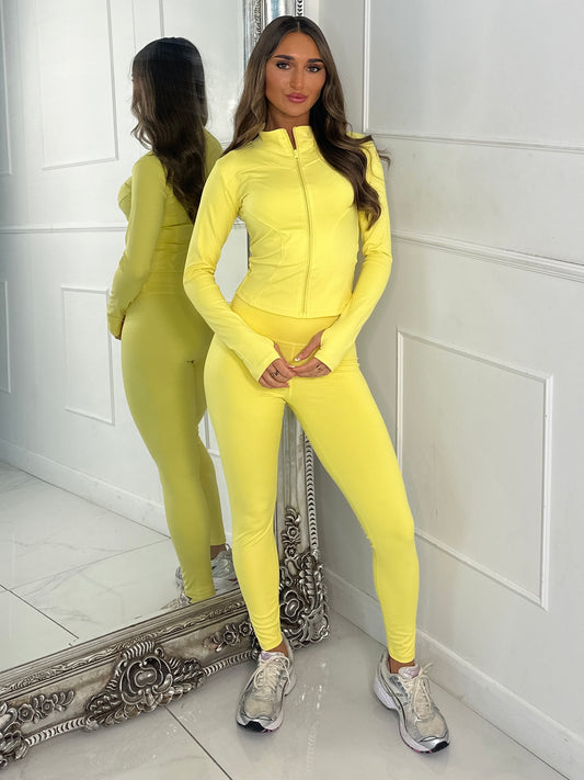 Sculpt Zip Up Jacket & Leggings Set - Yellow