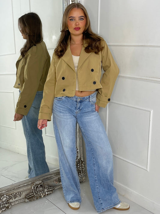 Crop Trench Jacket - Beige