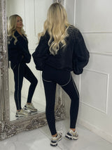 Zip up Puff sleeve oversized windbreaker - Black