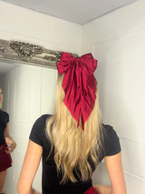 Large Hair Bow - Single Fabric Red satin