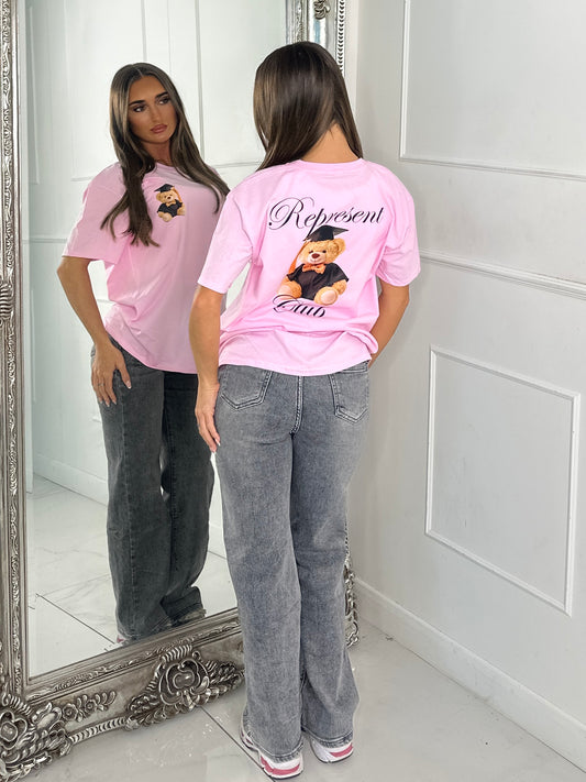 Represent Club Teddy Print Tee - Baby Pink