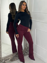 Super Stretch Skinny Flared Jeans - Wine