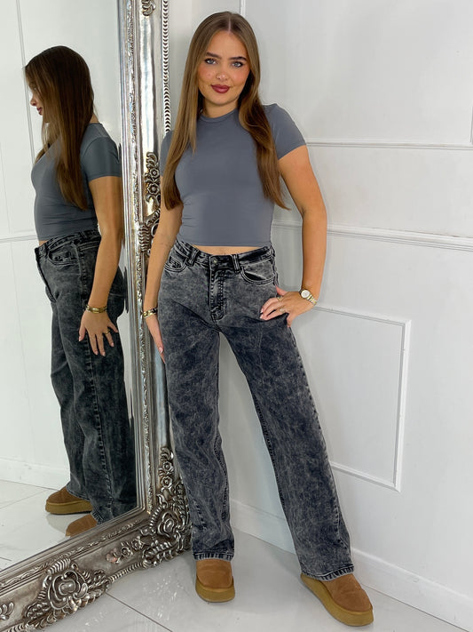 Wide Leg Jeans - Charcoal Grey